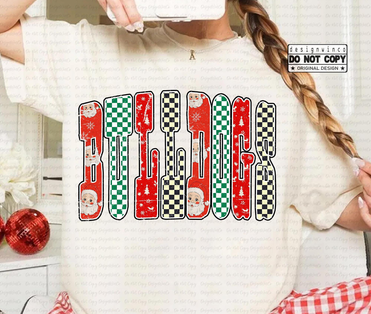 Christmas Santa Checkered Spirit - ANY MASCOT