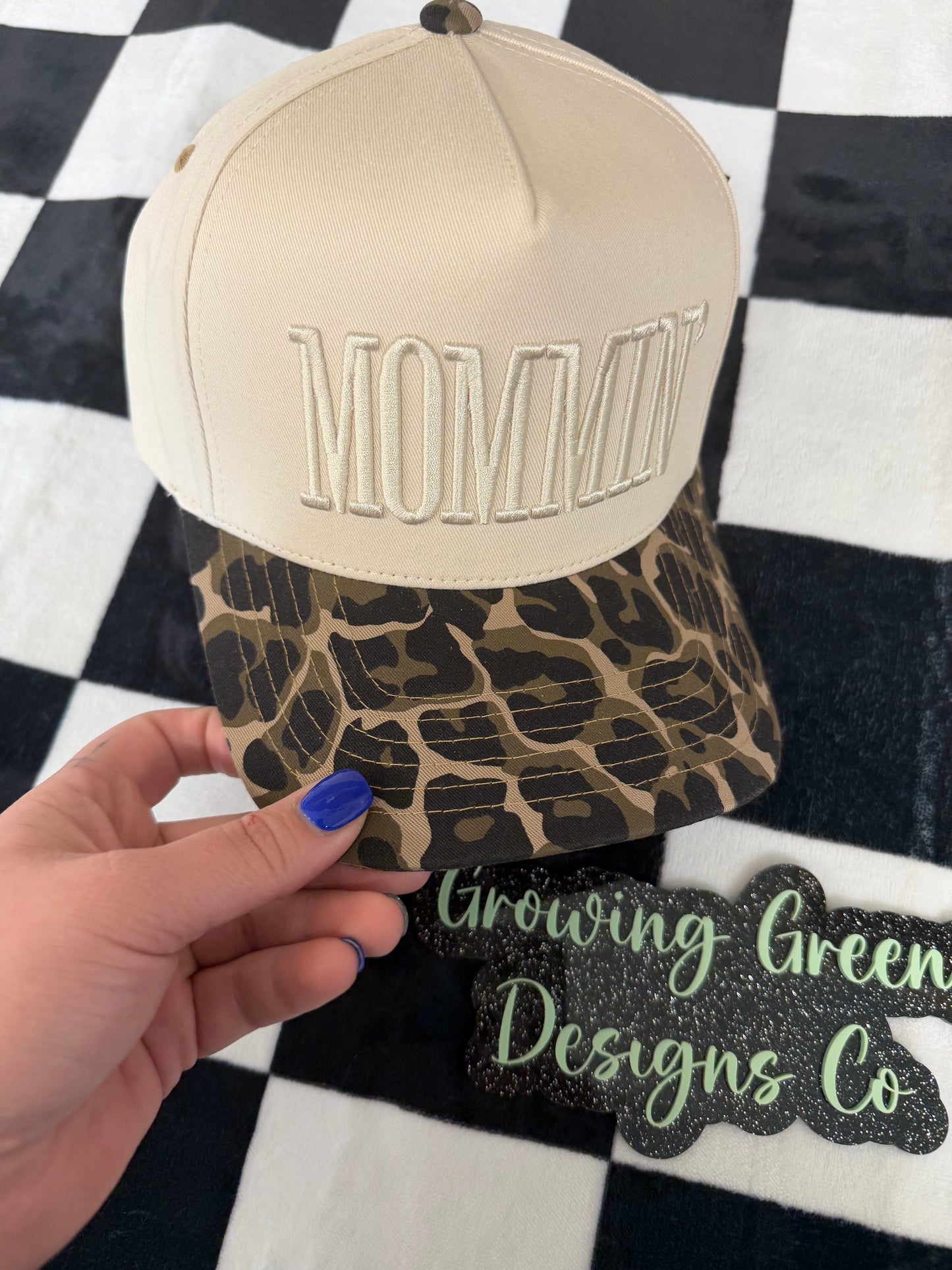 Mommin' Leopard Embroidery Hat