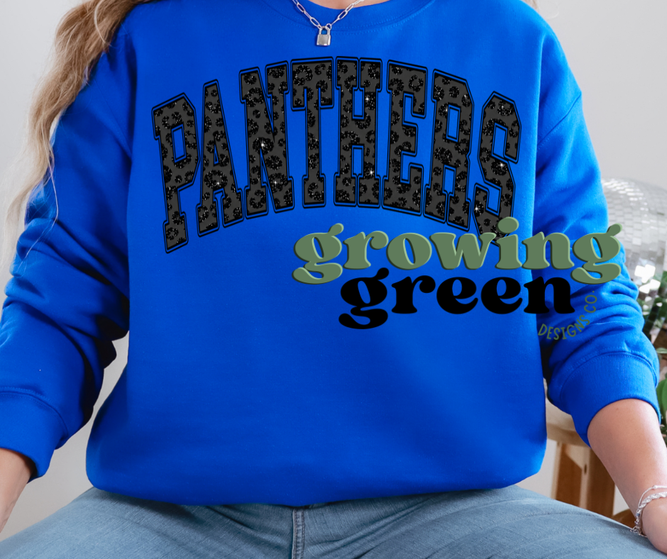 Black Leopard Faux Glitter - ANY MASCOT