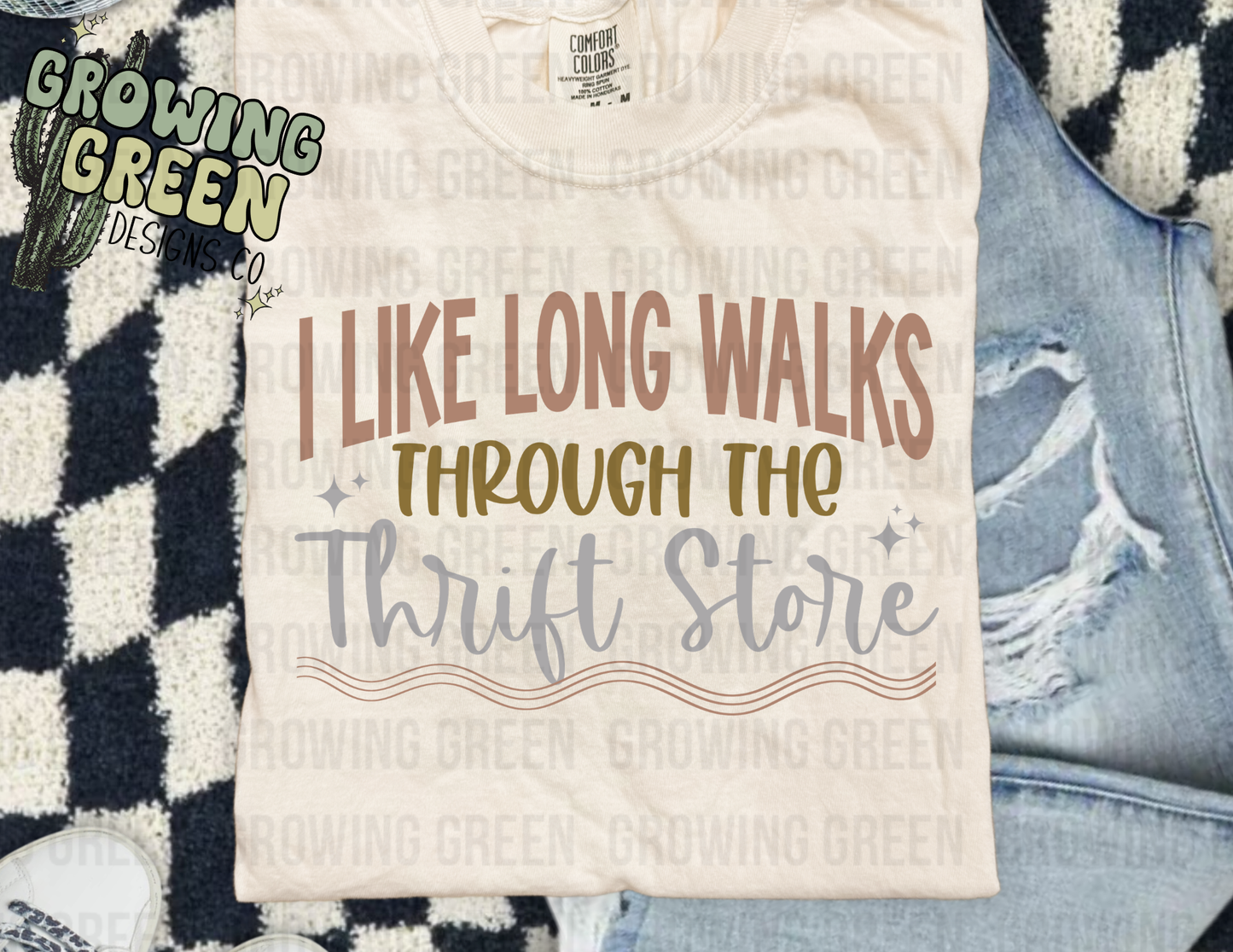 I like long walks through the thrift store
