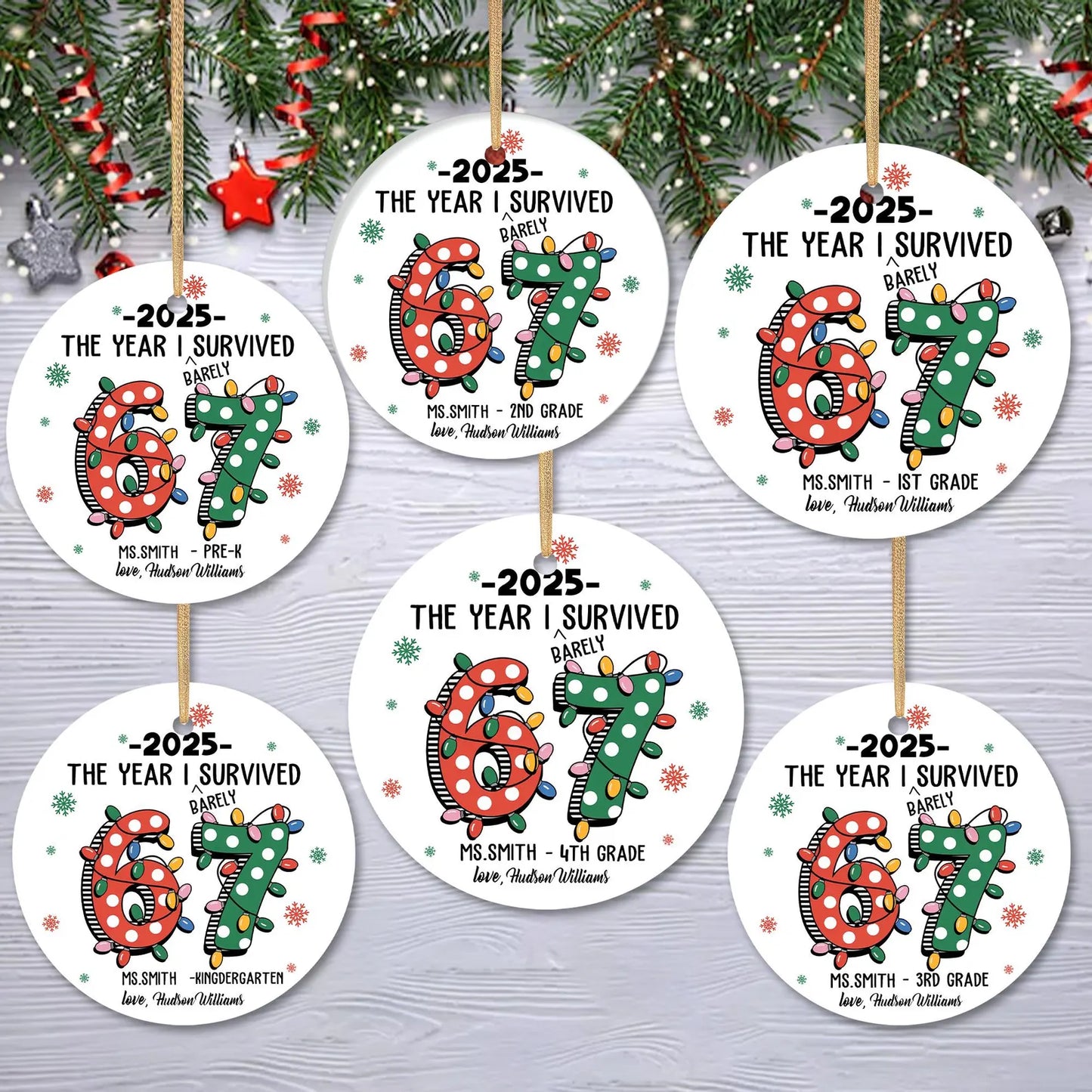 The Year I Survived 67 Teacher Ornament