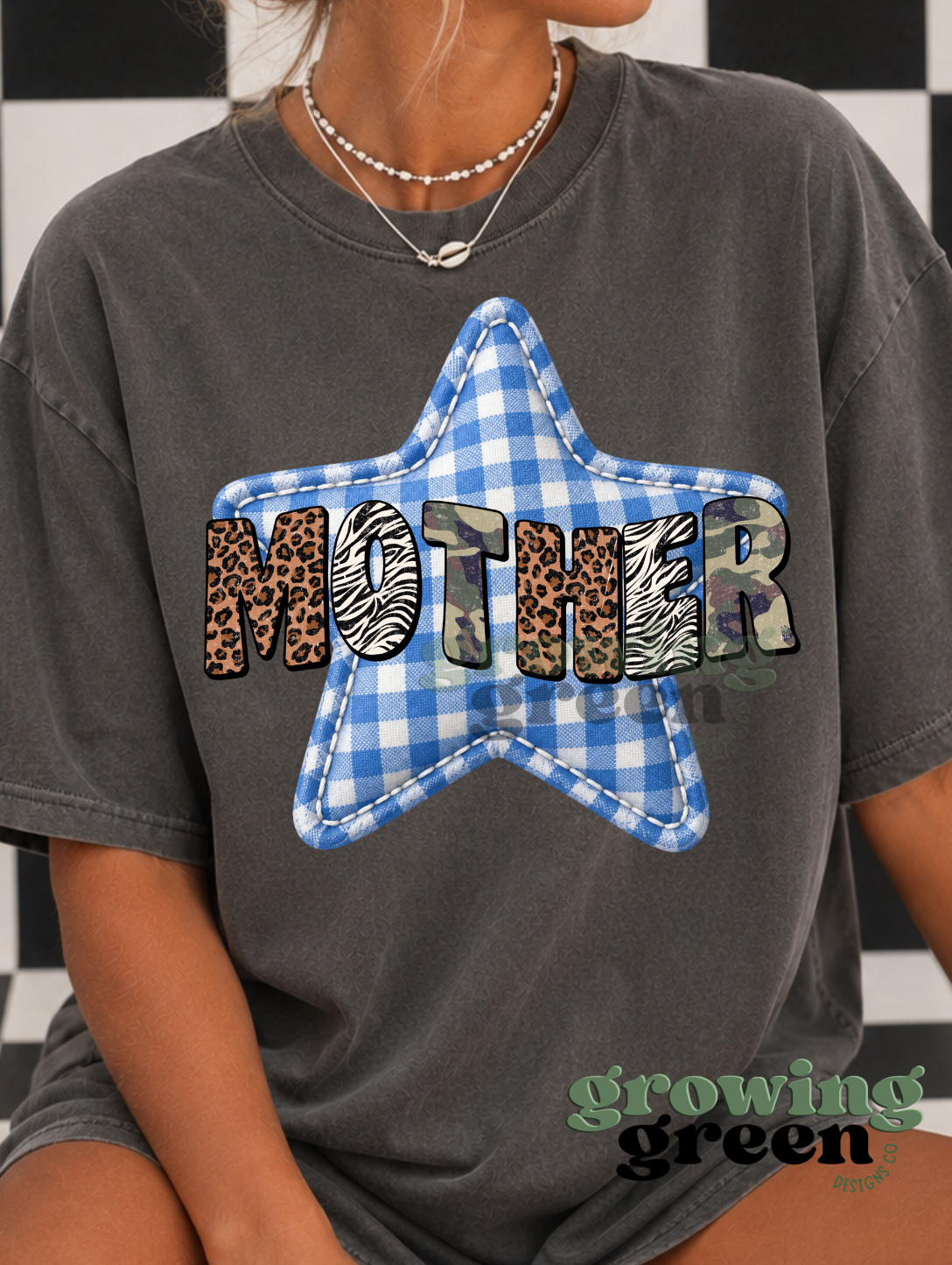 Mother Prints Blue Star