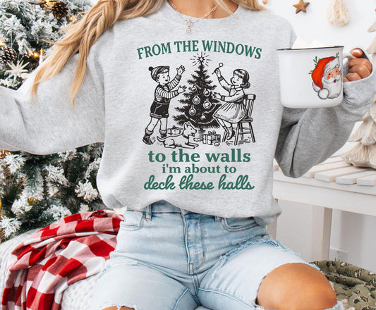 From the window to the wall about the deck these halls