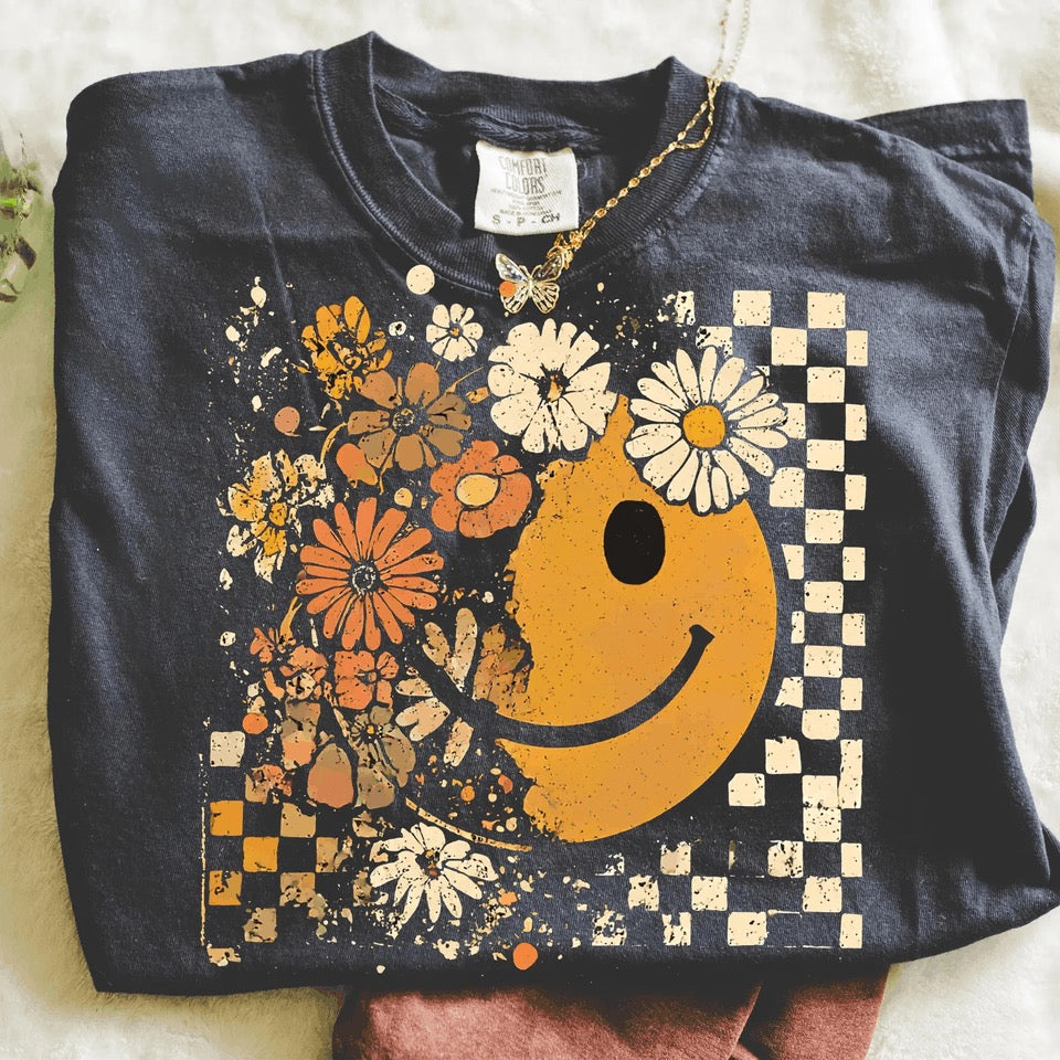 Floral Distressed Smiley