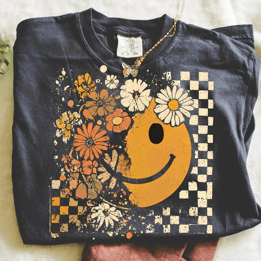 Floral Distressed Smiley