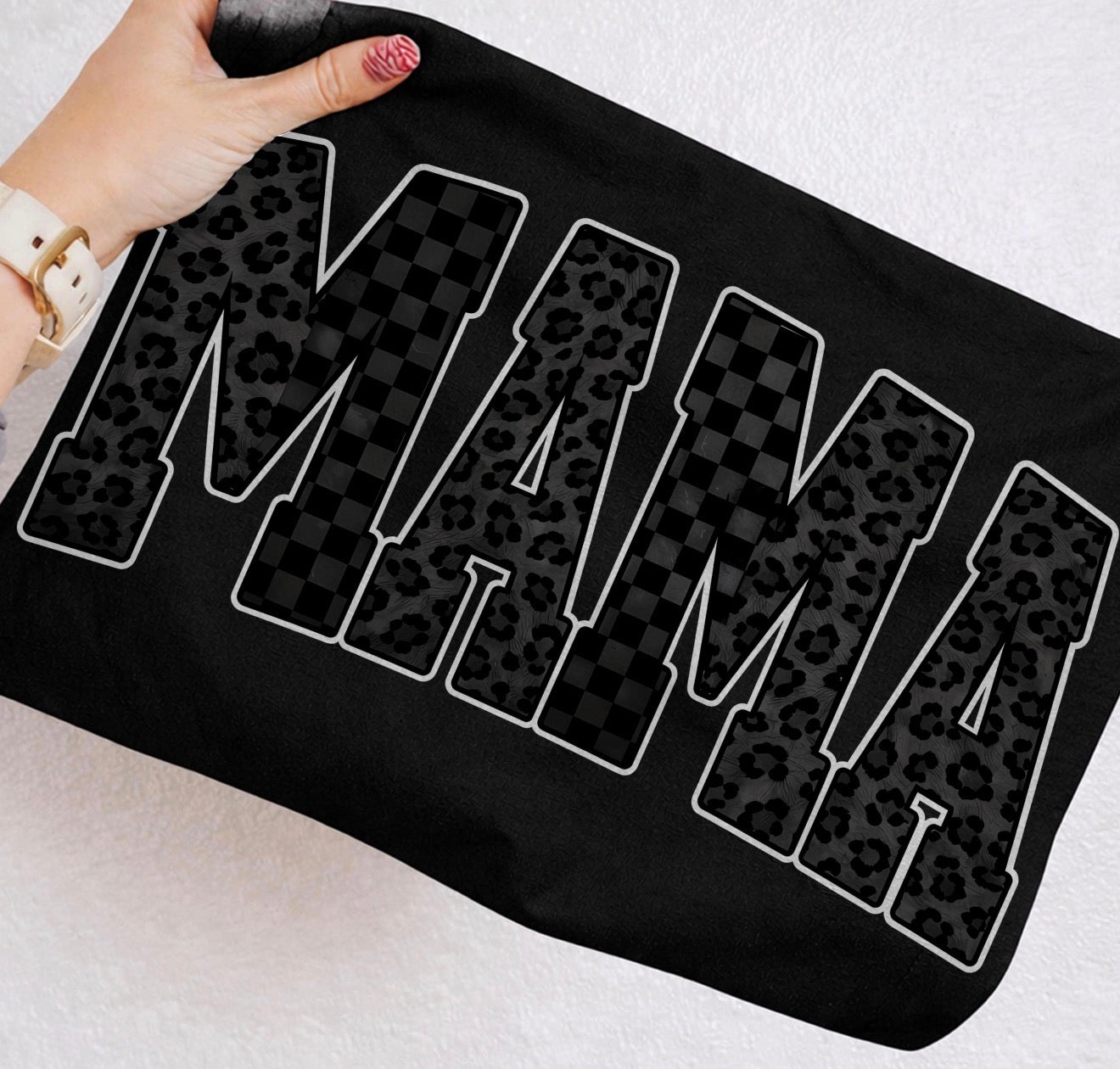 Mama Black Leopard Check