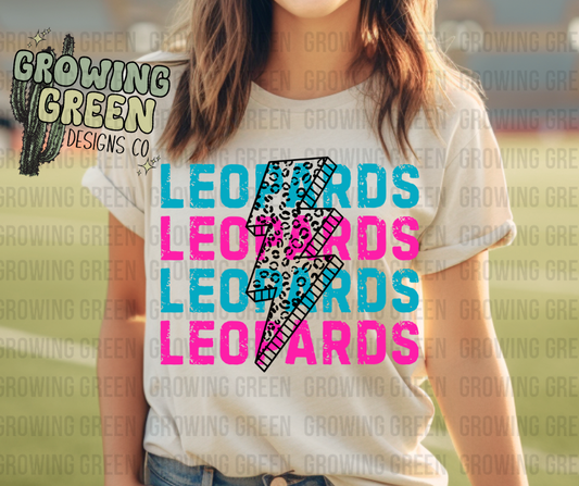 Leopard Lightning Bolt Pink & Teal T-Shirt