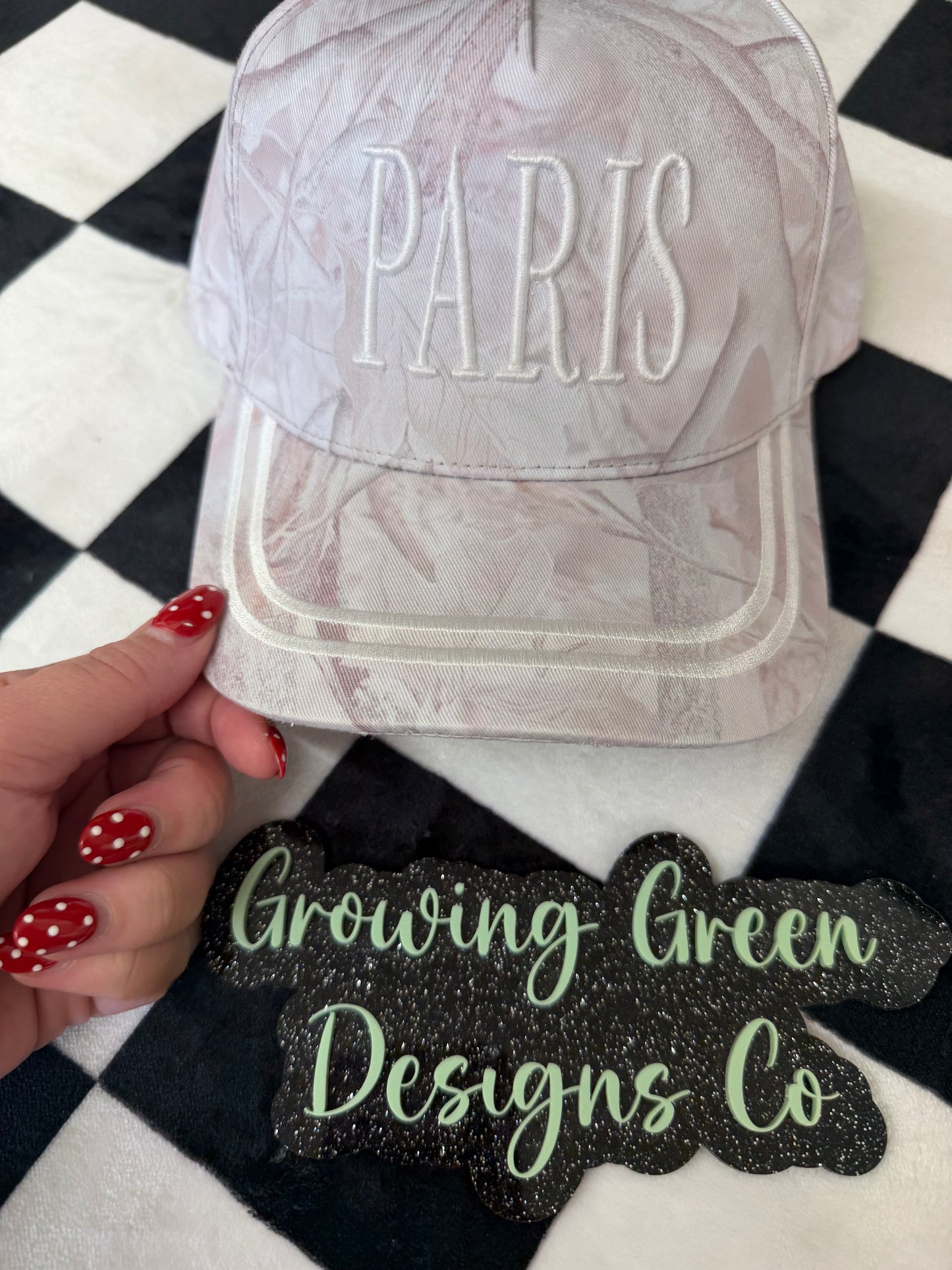 Paris Monochrome Camo Embroidery Hat
