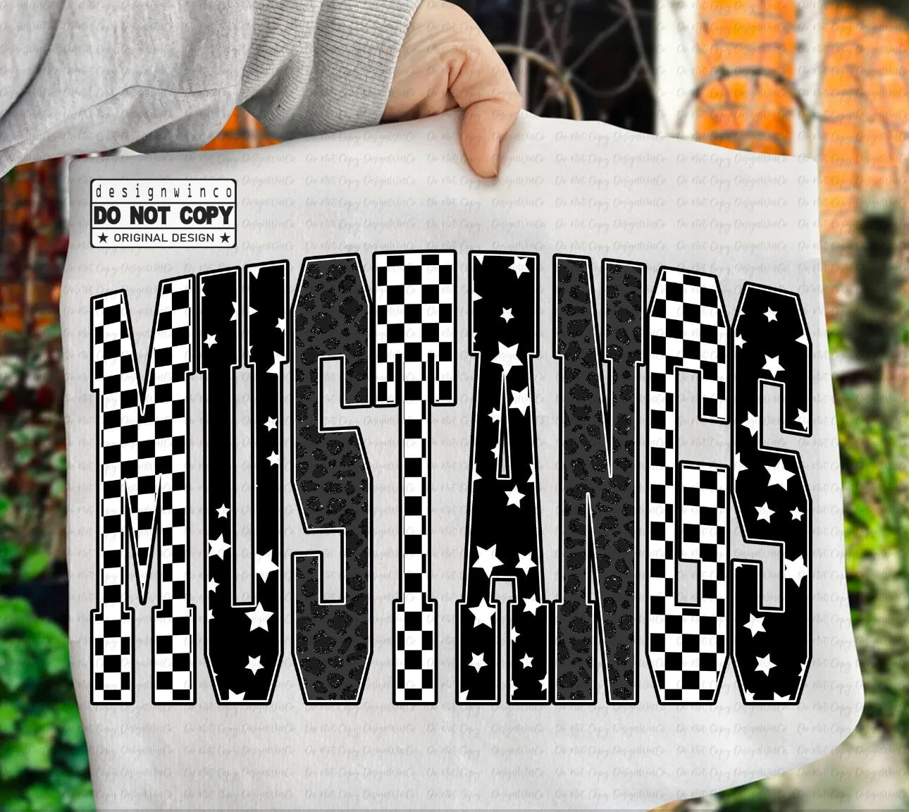 Black and White Star Checkered - ANY MASCOT