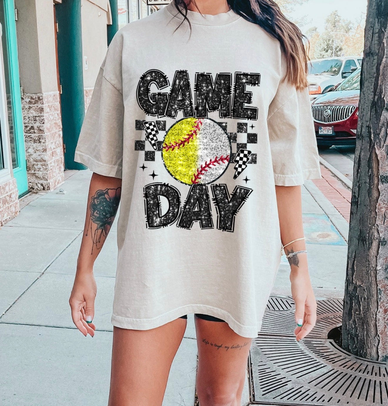 Game Day Faux Glitter Baseball and Softball