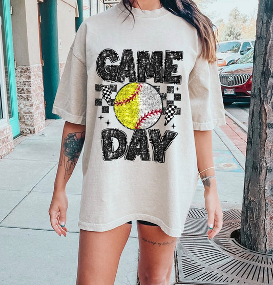 Game Day Faux Glitter Baseball and Softball
