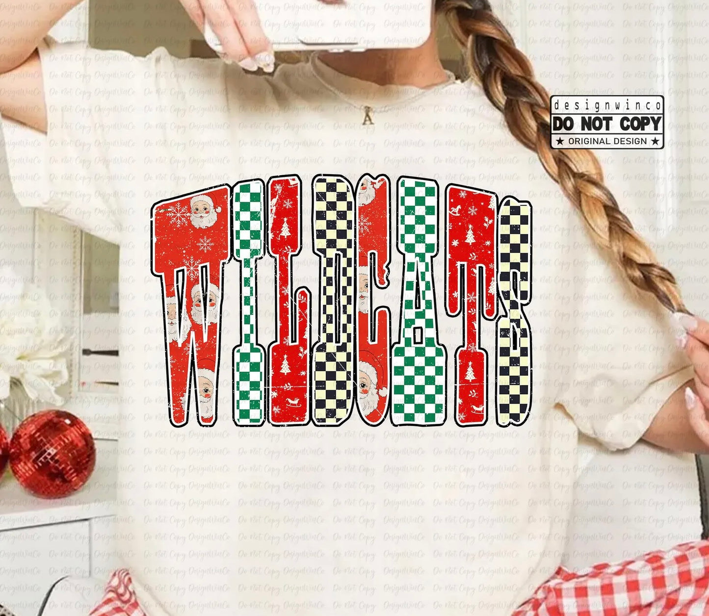 Christmas Santa Checkered Spirit - ANY MASCOT