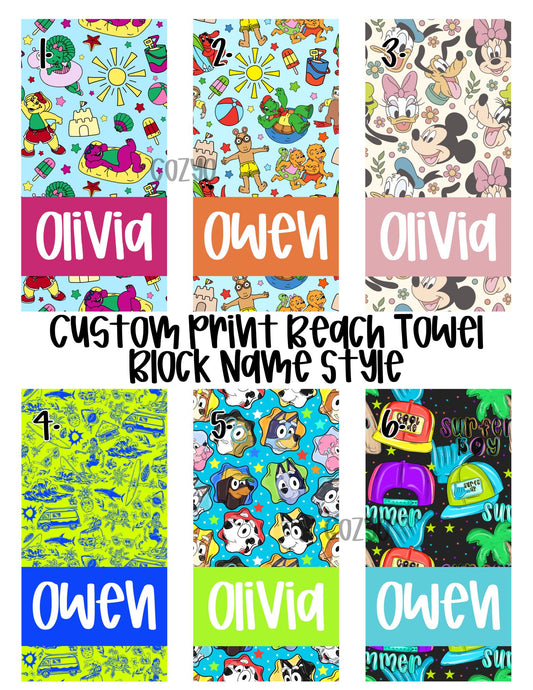 Custom Print Beach Towels - PRE ORDER