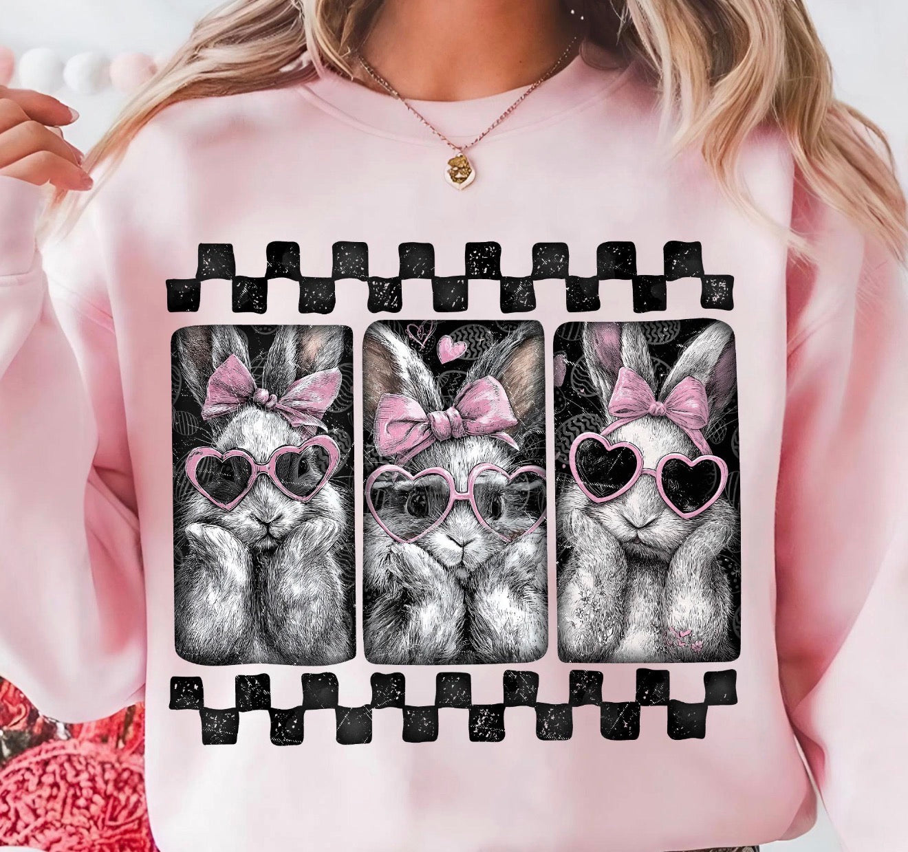 Preppy Easter Bunny Heart Glasses