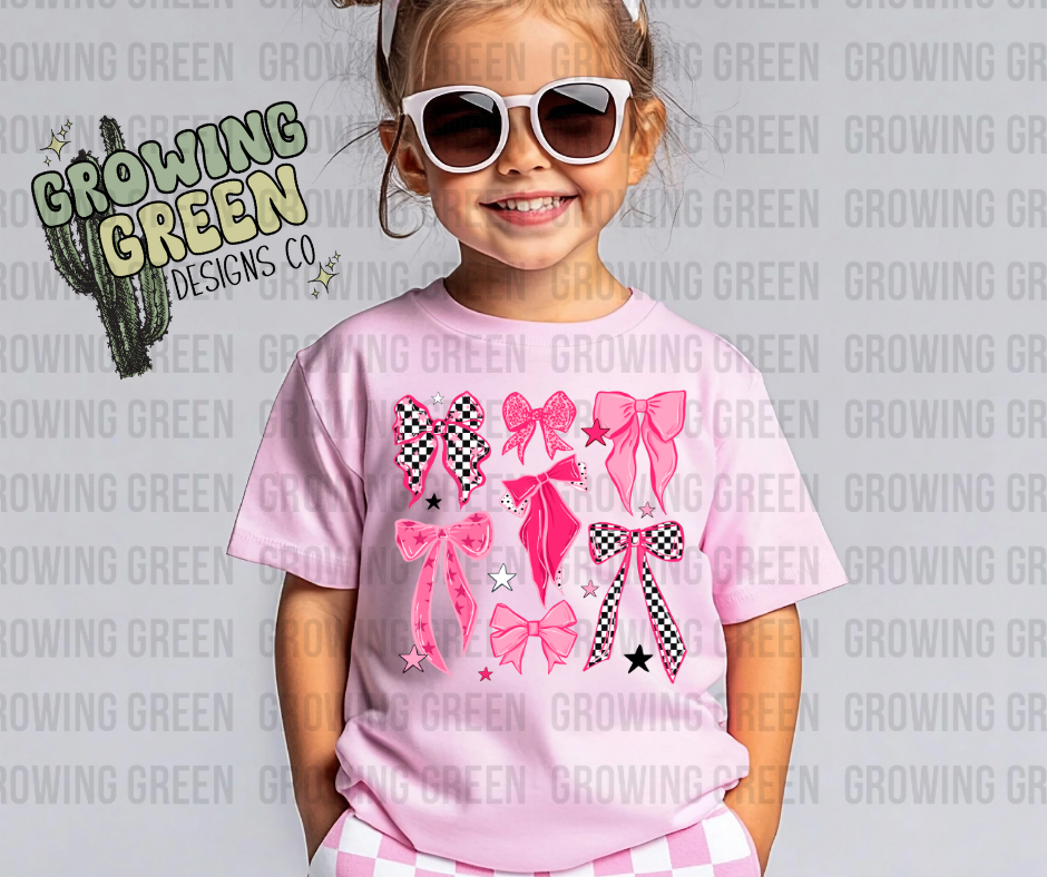 Pink Black and White Checker Bow Collage