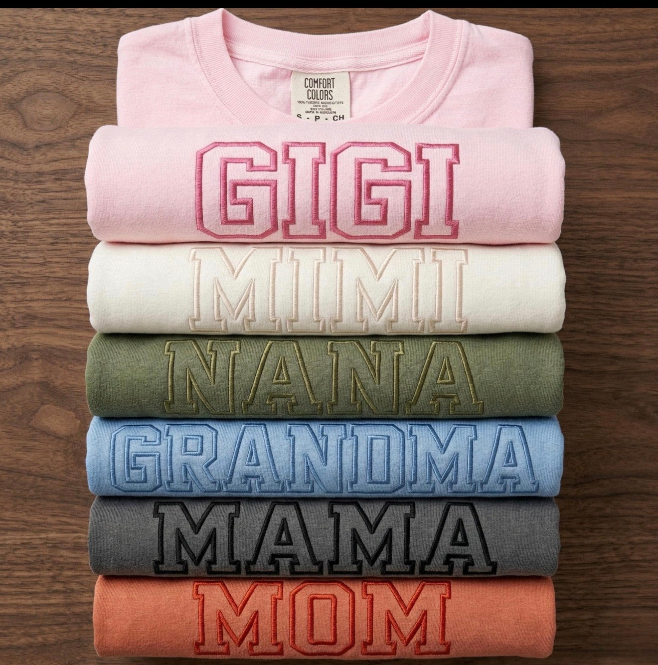 Outline Name Embroidery Comfort Colors T-Shirt