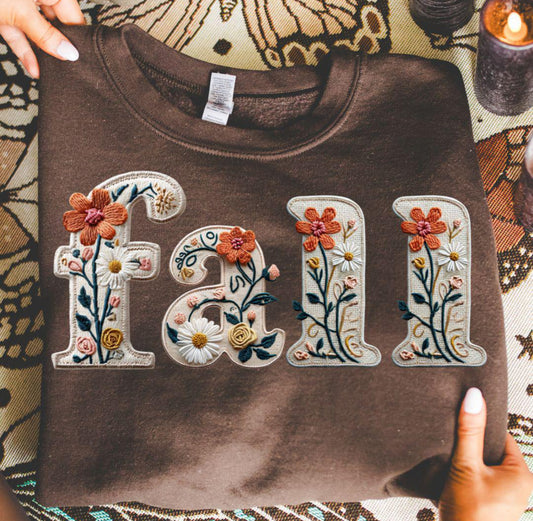Fall Floral Faux Embroidery