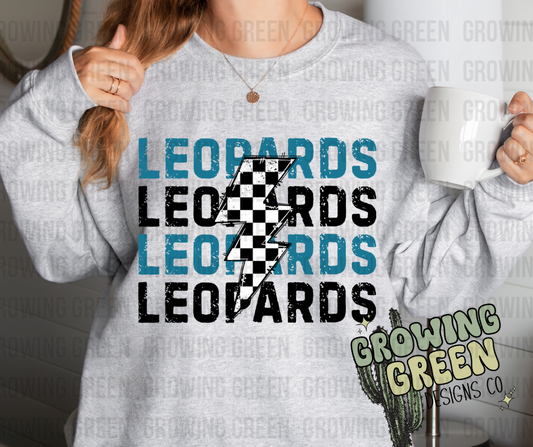 Leopard Checker Lightning Black & Teal Swetashirt/Hoodie