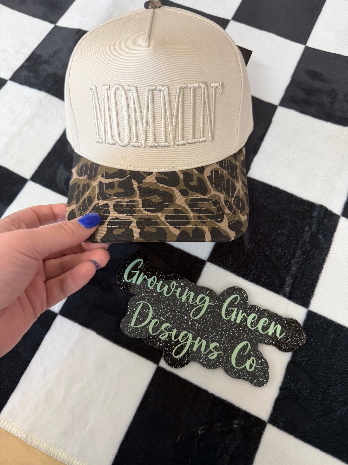 Mommin' Leopard Embroidery Hat