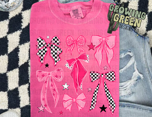Pink Black and White Checker Bow Collage