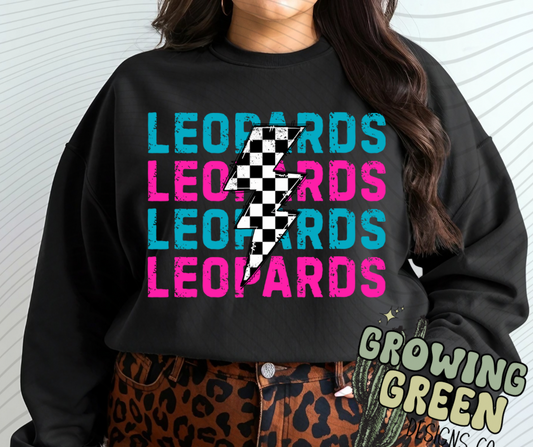 Leopard Checker Lightning Pink & Teal Swetashirt/Hoodie