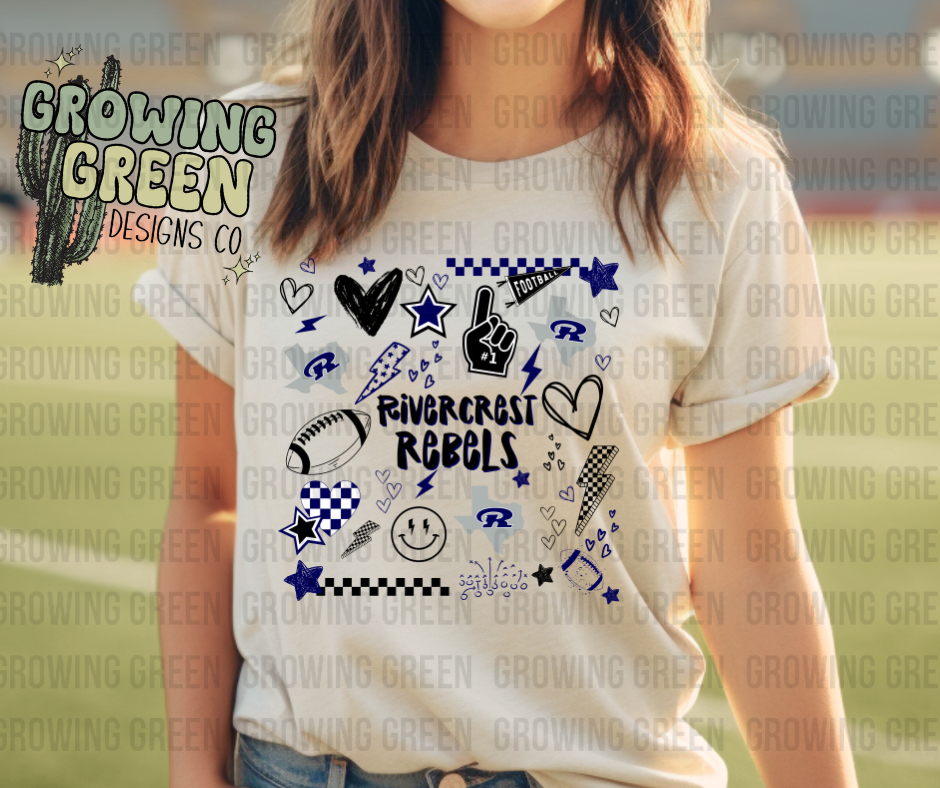 Preppy Football Collage ANY MASCOT