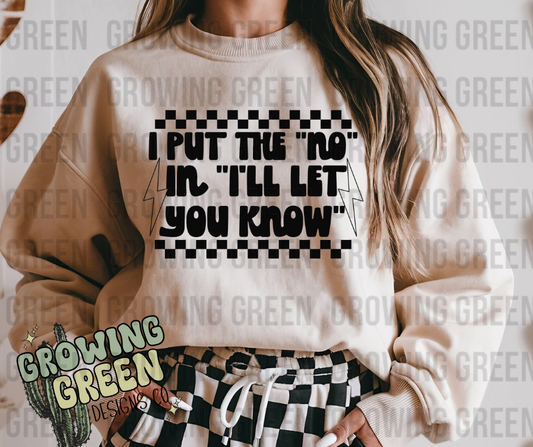 Let you know