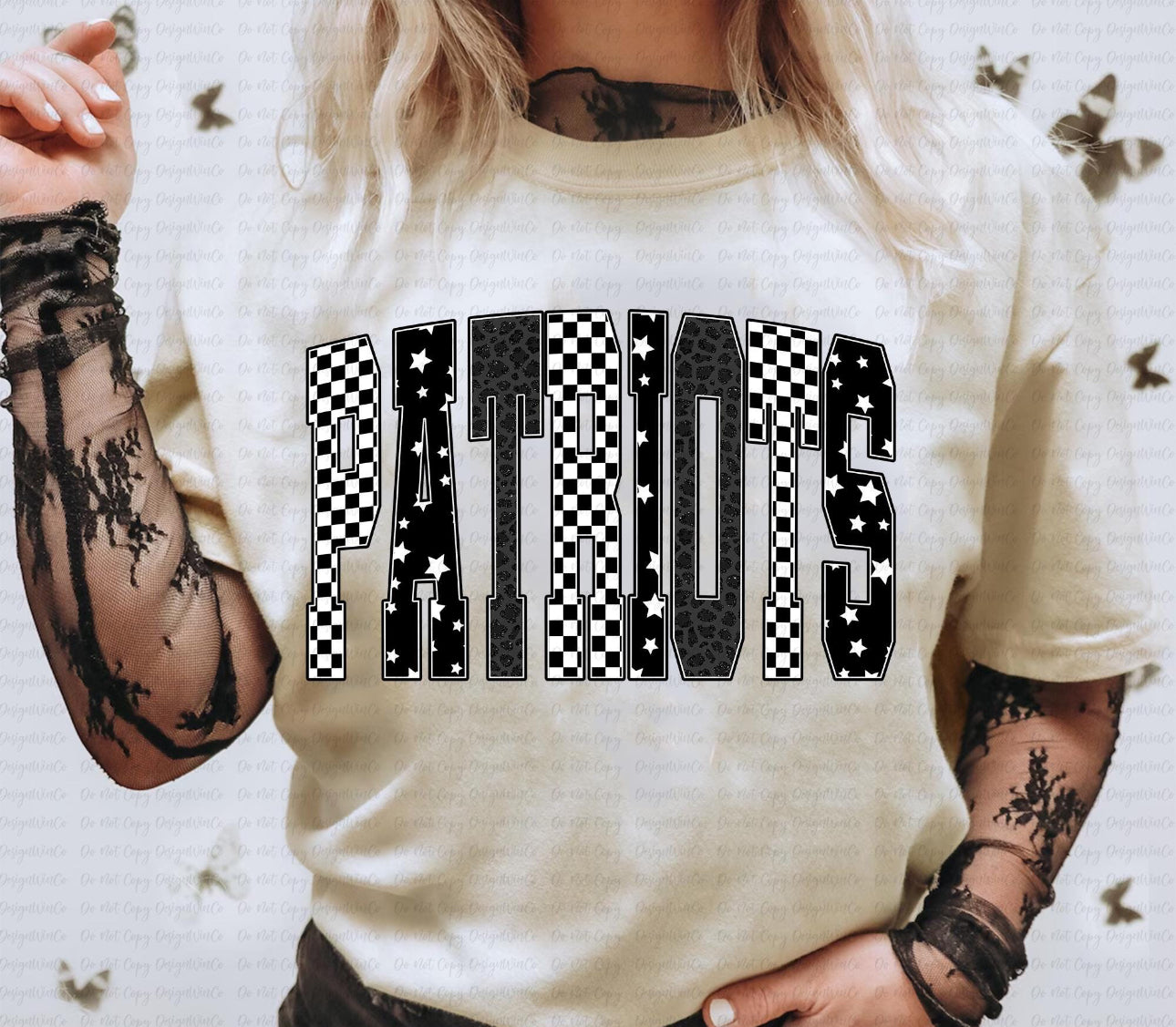 Black and White Star Checkered - ANY MASCOT