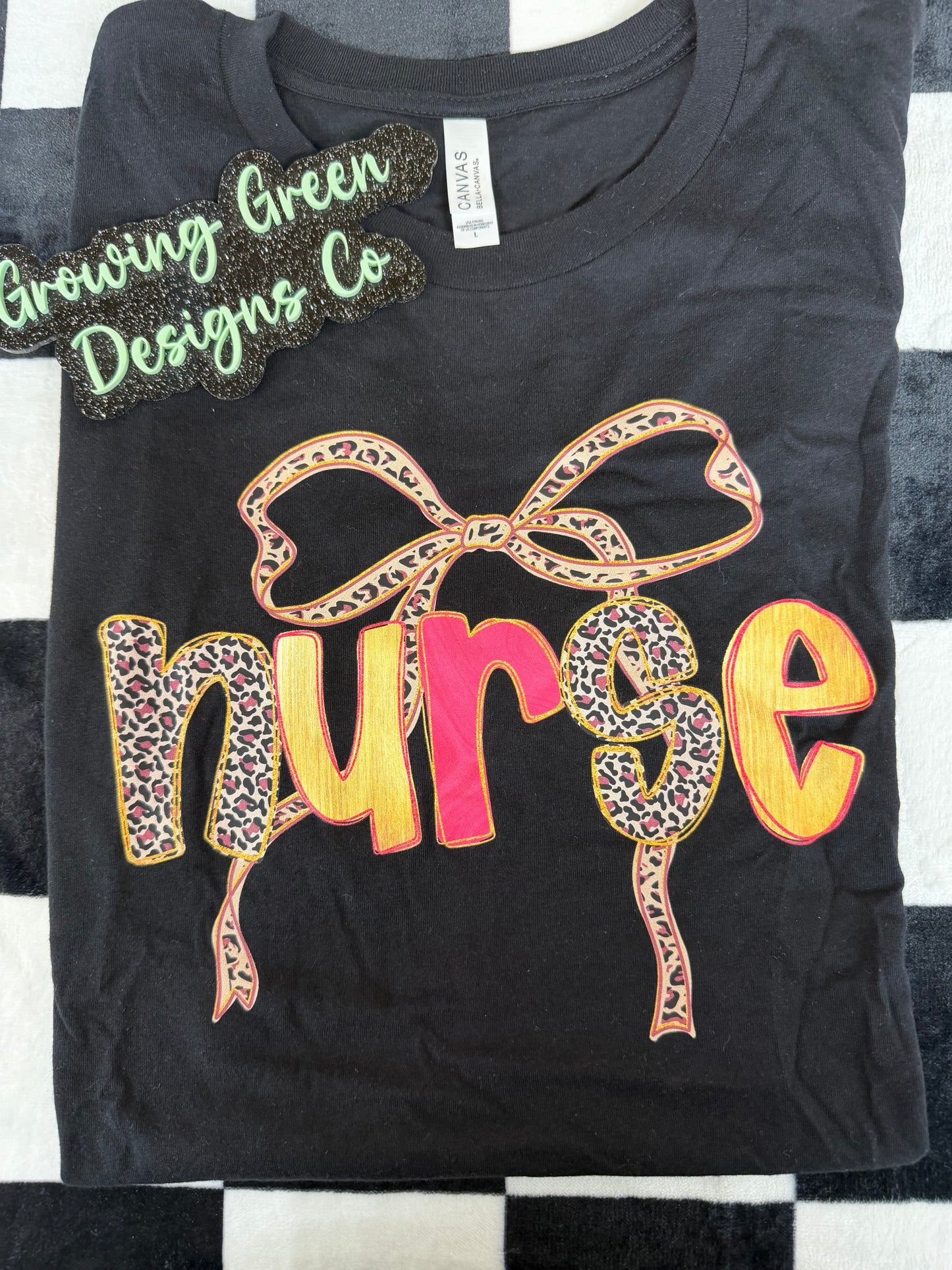 Nurse Leopard Bow T-Shirt