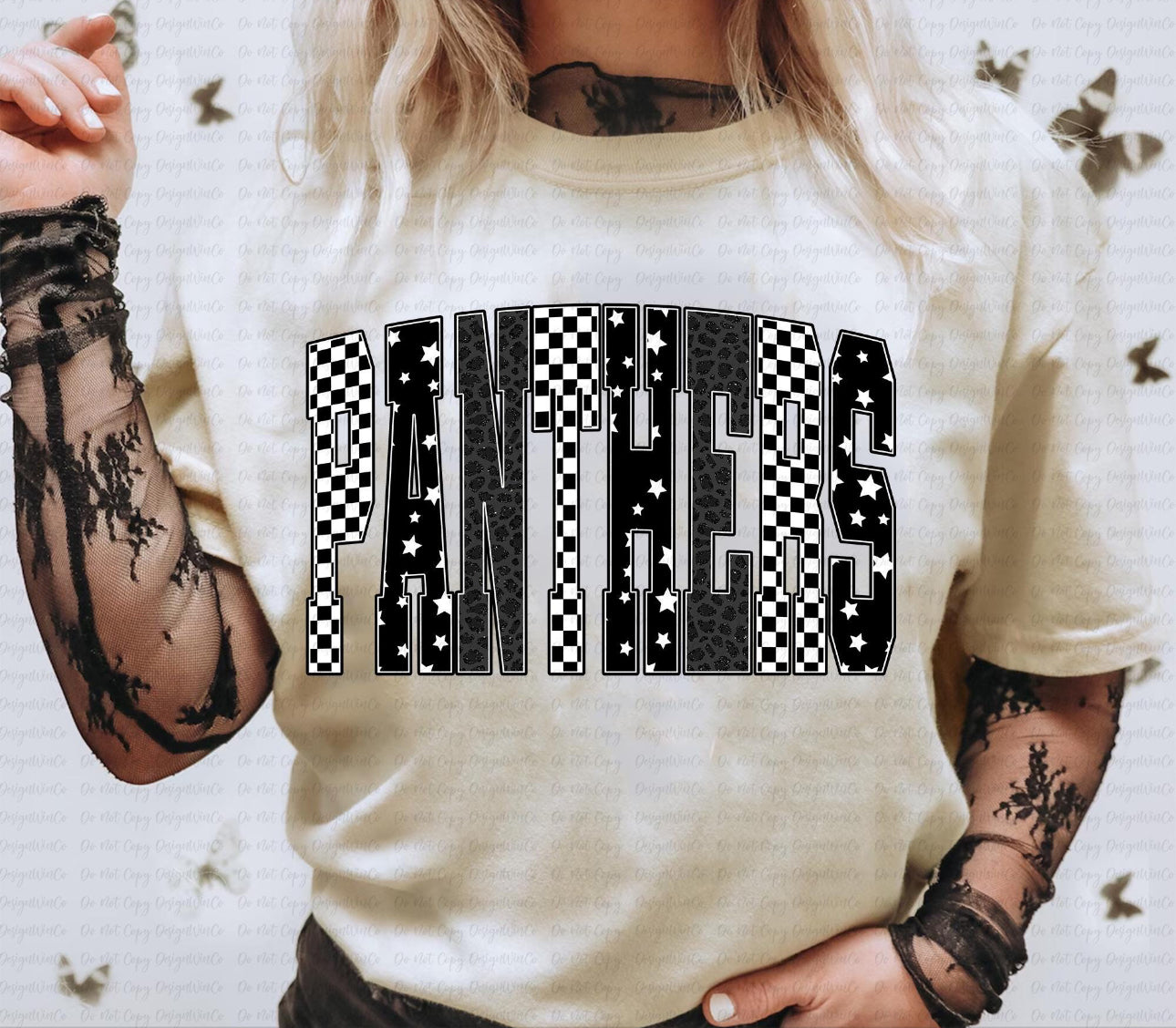 Black and White Star Checkered - ANY MASCOT