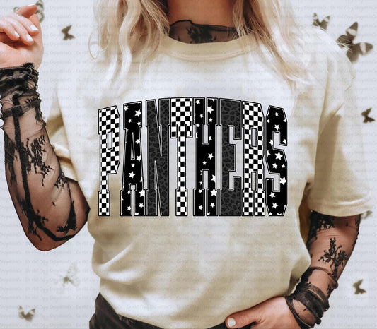 Black and White Star Checkered - ANY MASCOT