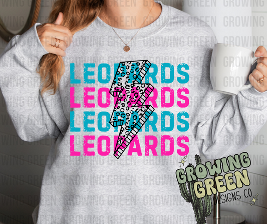 Leopard Lightning Pink & Teal Swetashirt/Hoodie