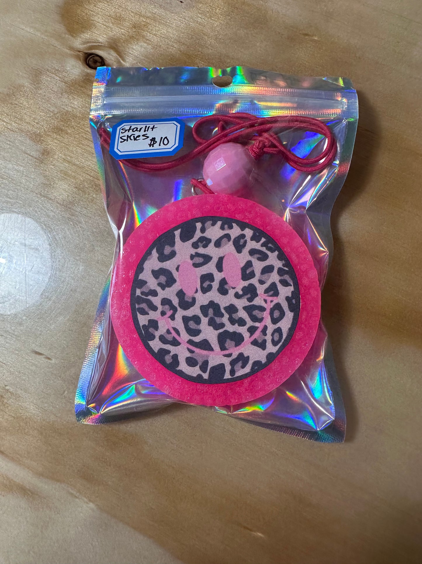 Hot Pink Smiley Leopard Circle Freshie