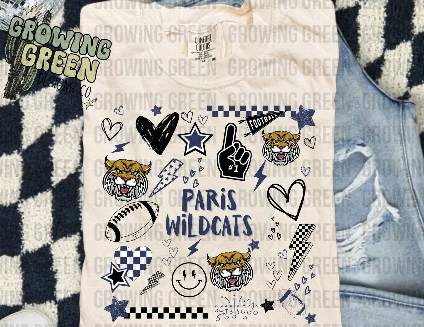 Preppy Football Collage ANY MASCOT