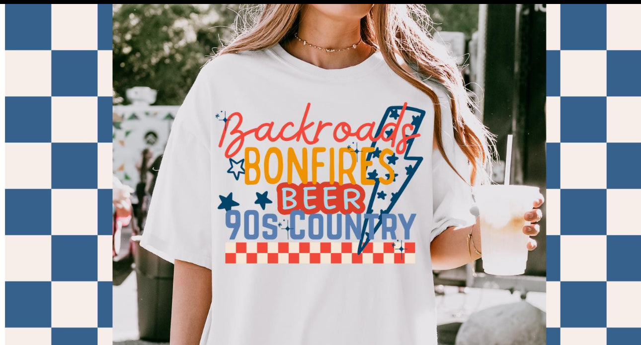 Backroads bonfires beer 90s country