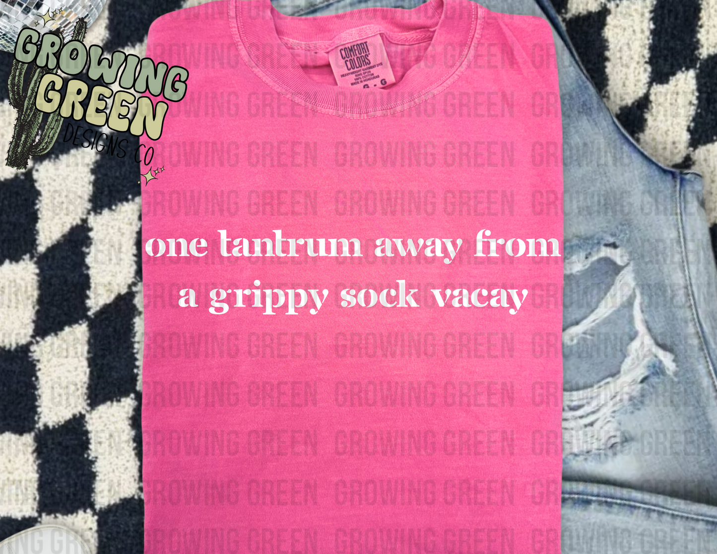 One tantrum away grippy sock vacay