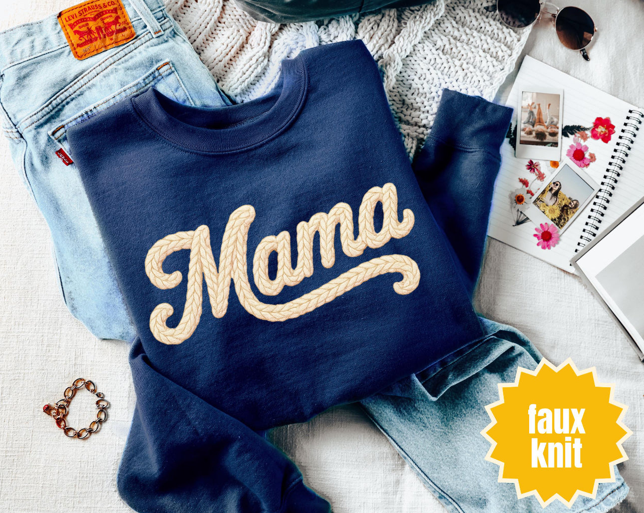 Mama Faux Knit