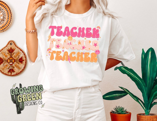 Teacher Retro Stacked