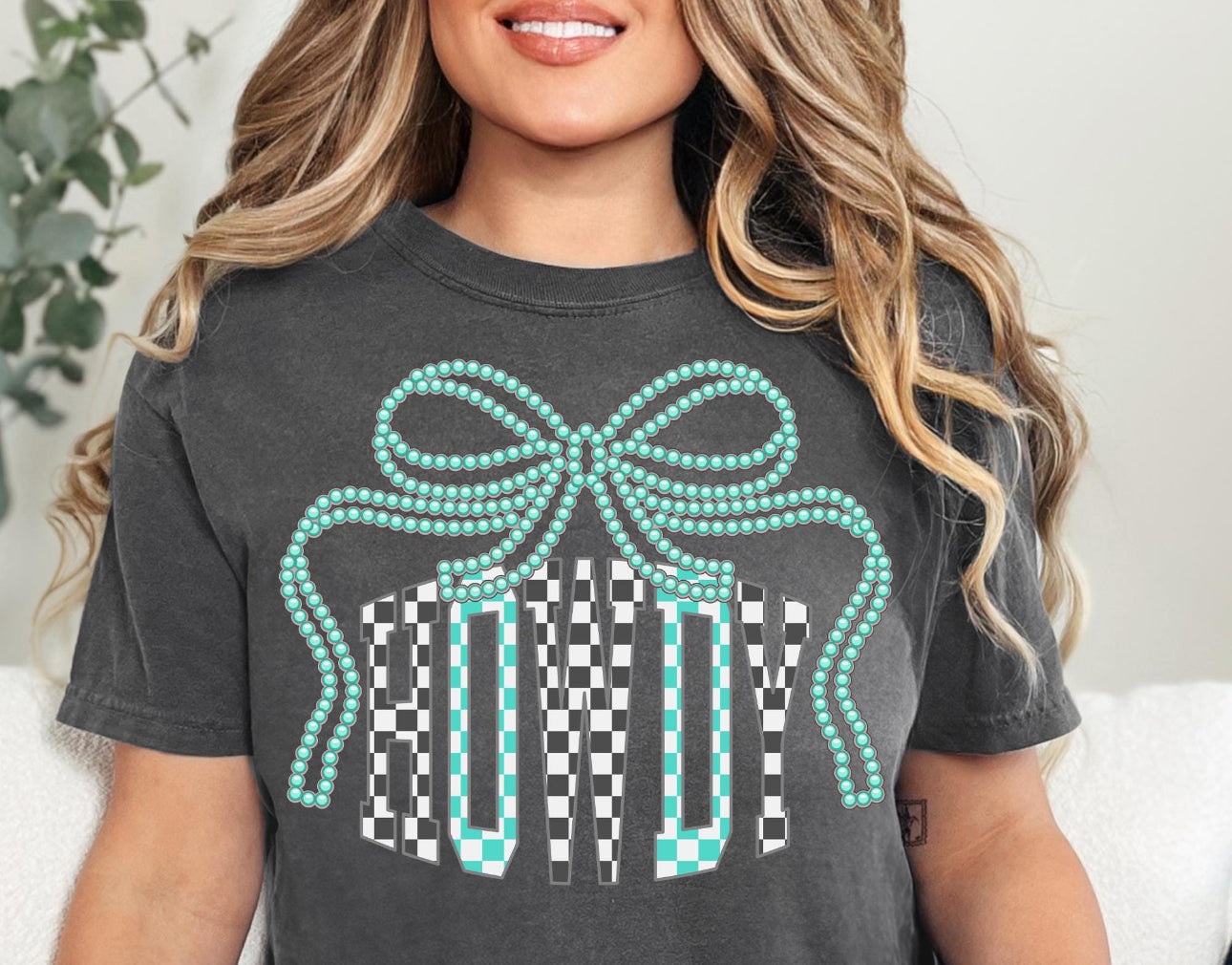 Howdy Teal Checkered