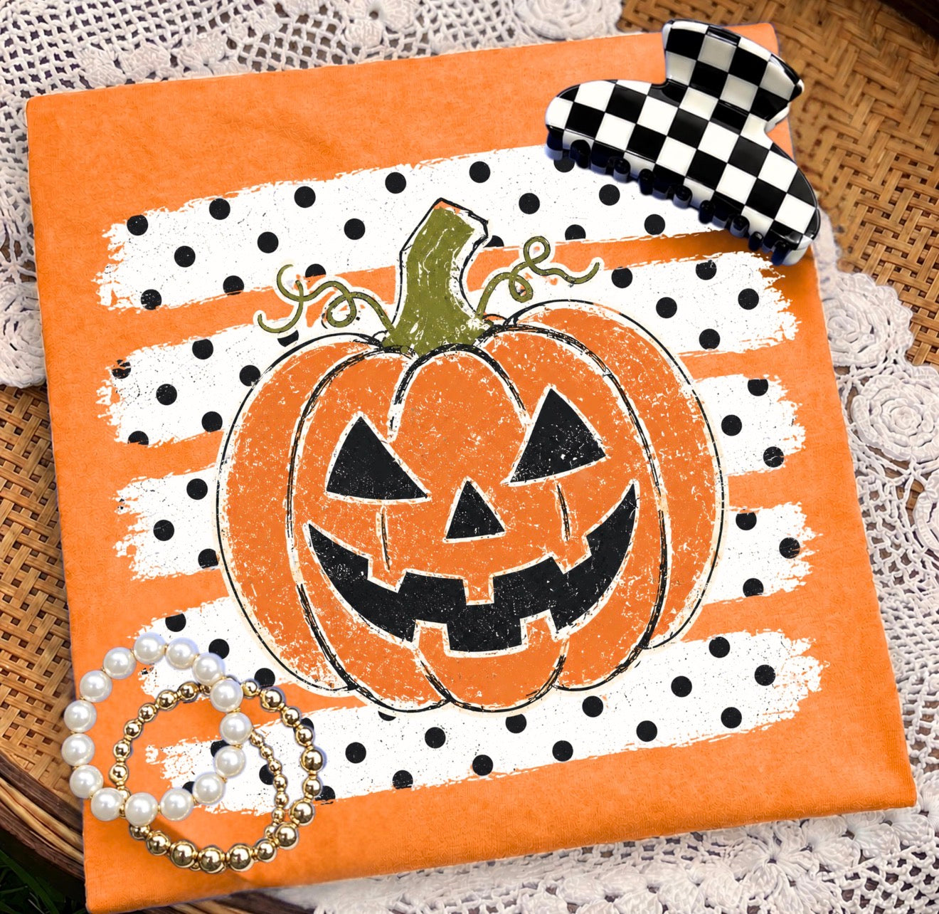 Pumpkin Polka Dot Stripes
