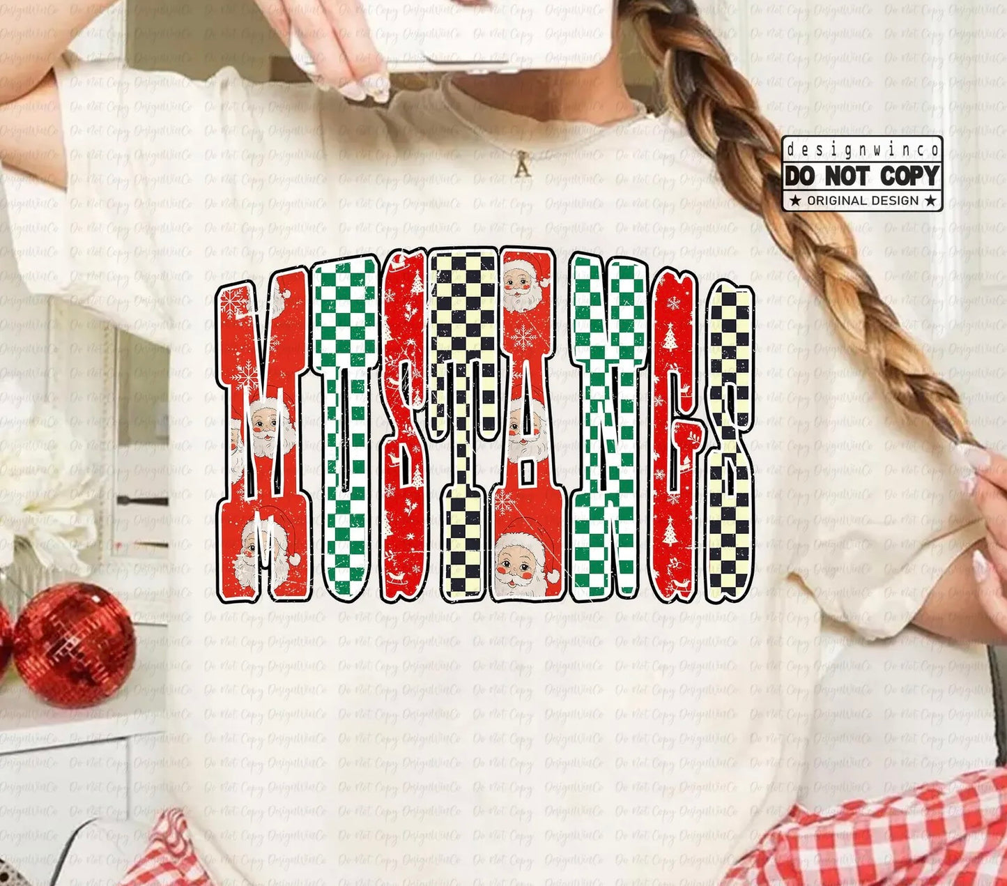 Christmas Santa Checkered Spirit - ANY MASCOT