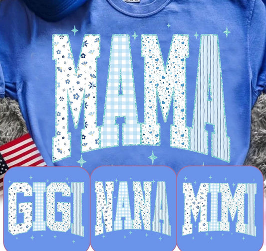Preppy Blue Floral - ANY NAME