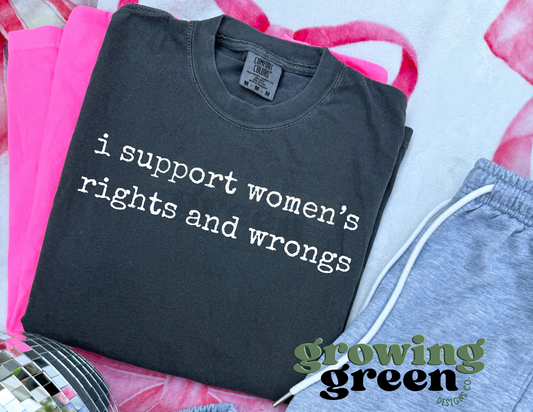 I support women's rights and wrongs