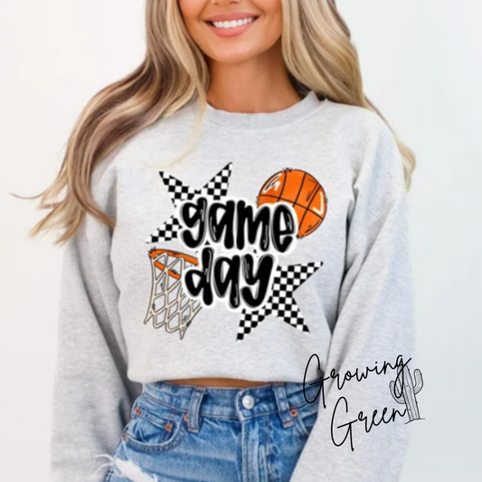 Game Day Basketball Checkered Star