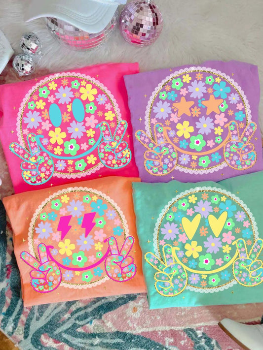 Neon Floral Smiley