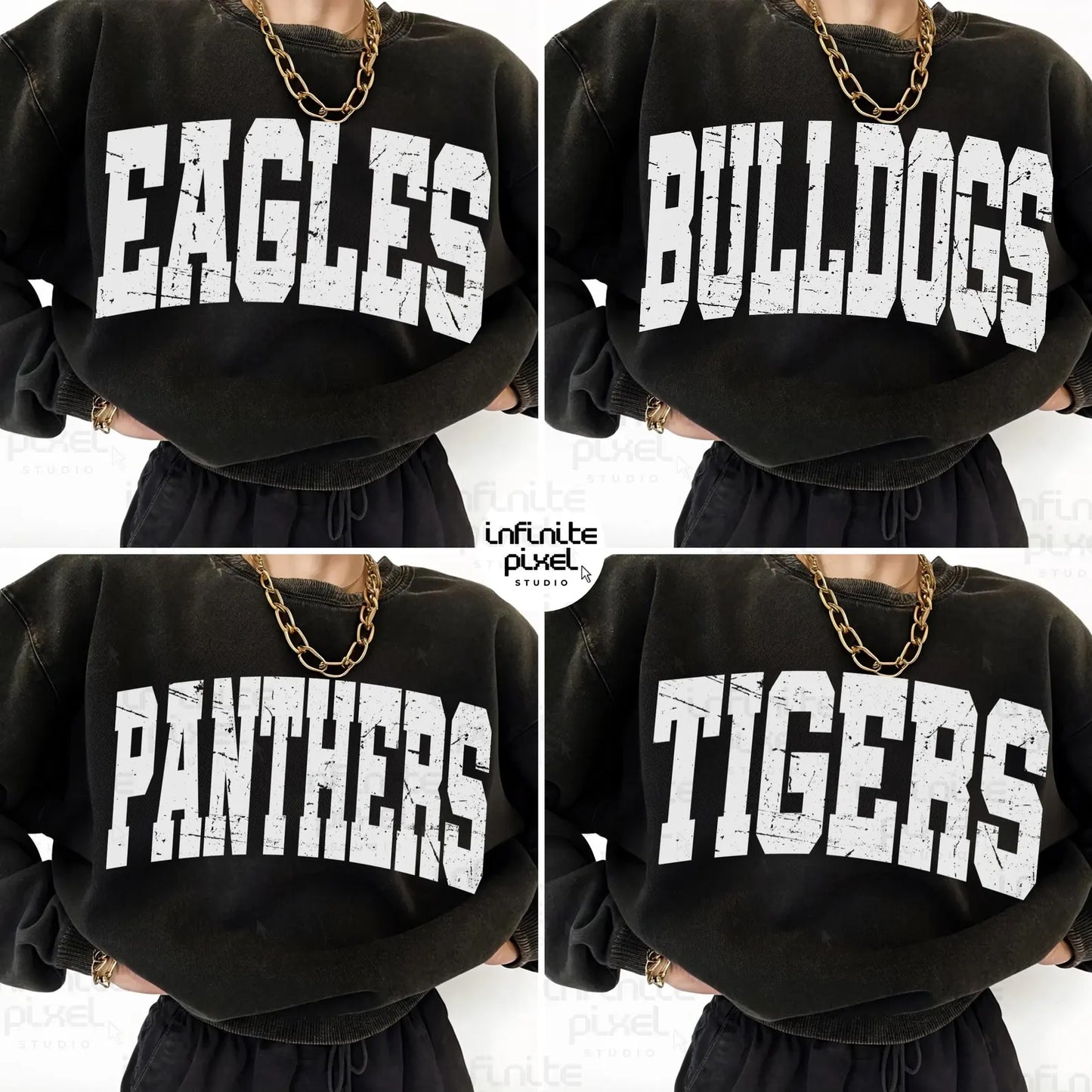 Distressed Block Sweatshirt ANY MASCOT