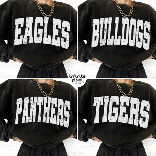 Distressed Block Sweatshirt ANY MASCOT