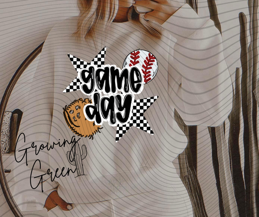 Game Day Checkered Star - Baseball, Softball, Soccer